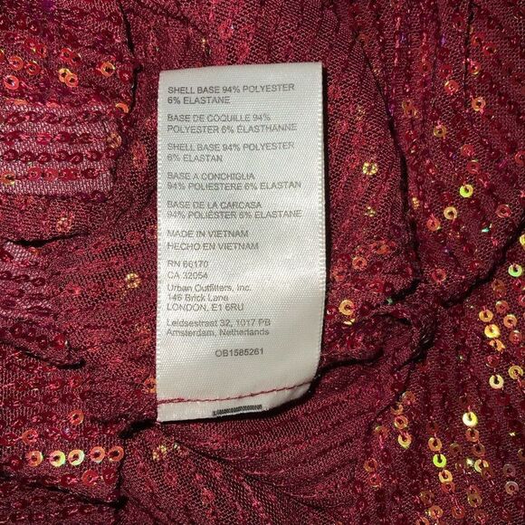 NWT Free People Sequin Shirtee Top Dark Rhubarb red size XS - Picture 7 of 8